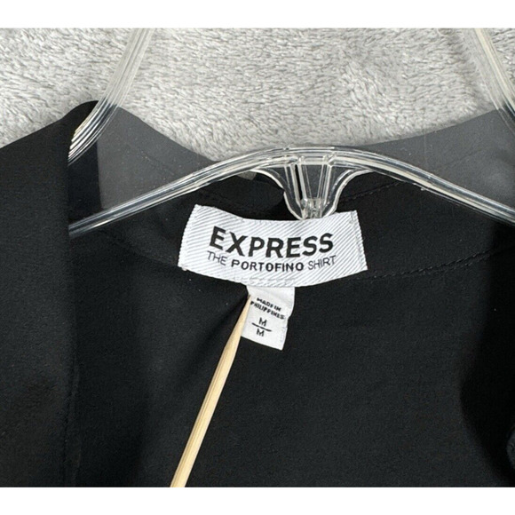 Express Shirt Womens Medium Black White Polka Dots Portofino Office Professional - Picture 5 of 7